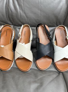 平底凉鞋百搭罗马鞋夏MDINN舒适头层牛皮拖鞋交叉带女款