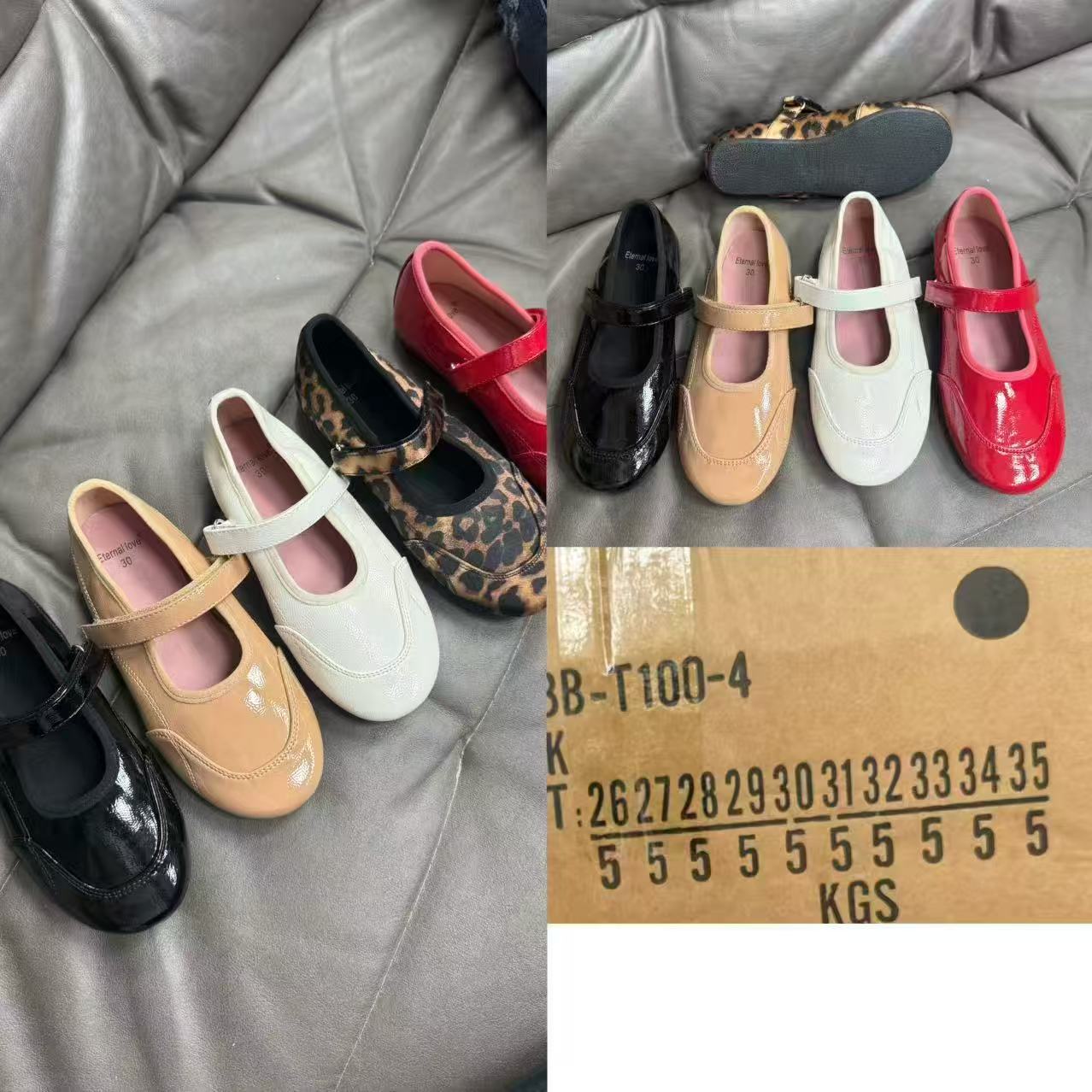 复古公主风平底法式圆头拼接玛丽珍鞋女童小皮鞋