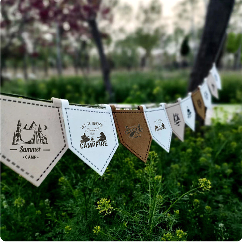 户外毛毡营地旗五角旗露营旗可自由调节长度绳扣野营圣诞装饰