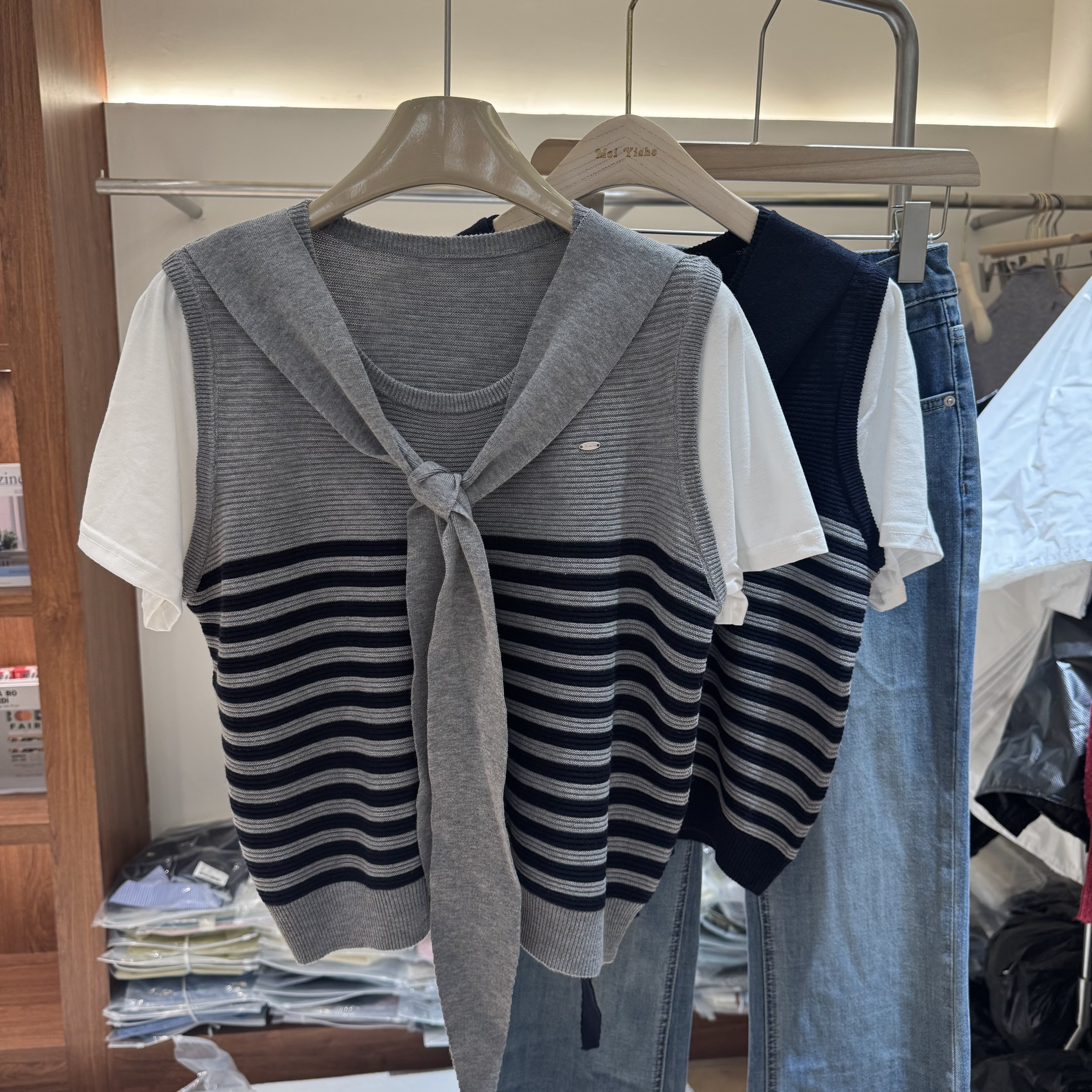 2026早春新款韩版宽松显瘦圆领披肩针织衫女毛衣上衣女薄款打底衫