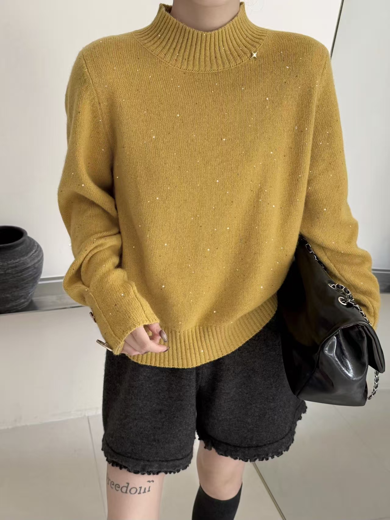 羊驼毛57059韩系半高领爆闪满天星设计感亲肤针织打底衫秋冬毛衣