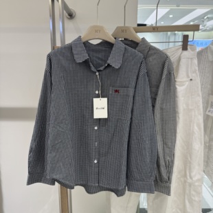 2026春装新款甜美小韩系清新穿搭风衬衫女刺绣口袋简约感衬衣