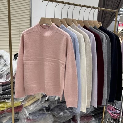 基础款纯色简约半高领宽松柔软10羊绒羊毛长袖毛衣打底衫81002