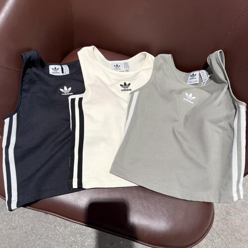 Adidas三叶草 女子运动休闲潮流针织条纹吊带背心 KB6417 KB6418