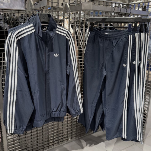Adidas三叶草 男女运动休闲潮流防风夹克外套长裤 KS4243 KS4245