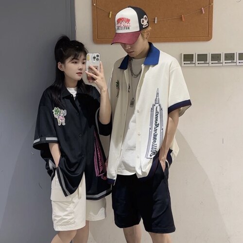 中国李宁 BBC联名男女运动休闲潮流椰树宇航员短袖衬衫T恤AFDUC15