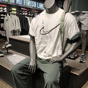 Nike耐克 SWOOSH夏季男子运动休闲潮流泼墨大勾宽松短袖T恤HF5565