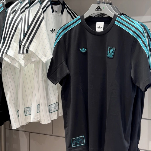 Adidas三叶草 利物浦男子客场运动足球复古短袖T恤 JW5466 JW5470