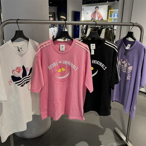 Adidas三叶草 运动休闲潮流迪士尼柴郡猫短袖T恤 KX5312 KY6270