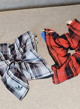 Adidas三叶草 女子休闲潮流格纹复古发圈配饰头饰 KU3828 KW1290