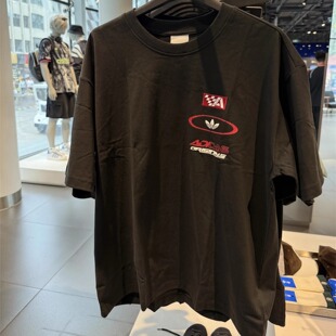 Adidas三叶草 男子运动休闲潮流印花大LOGO宽松短袖T恤 KH1197
