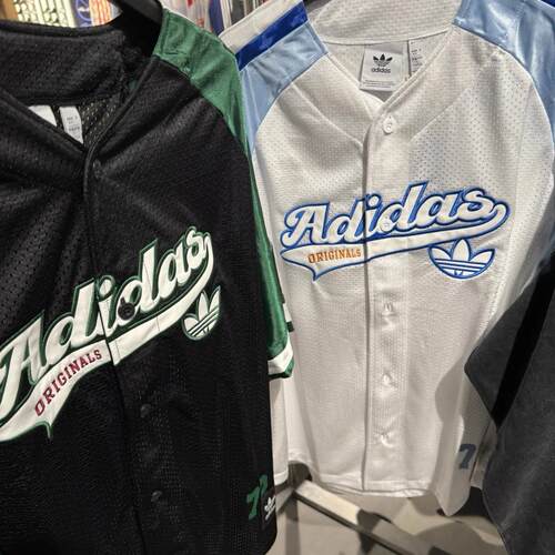 Adidas三叶草 运动休闲潮流复古棒球开衫短袖T恤 JN0767 JN0768