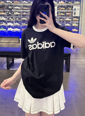 Adidas三叶草 男子运动休闲潮流复古拼色短袖T恤 JC8371 JC8372