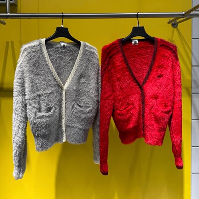 Adidas三叶草 女子休闲潮流慵懒风V领针织开衫外套 KT3170 KT3171