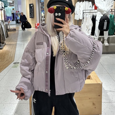 Adidas三叶草 女子运动休闲潮流保暖短款羽绒服外套JD3786 JD3787