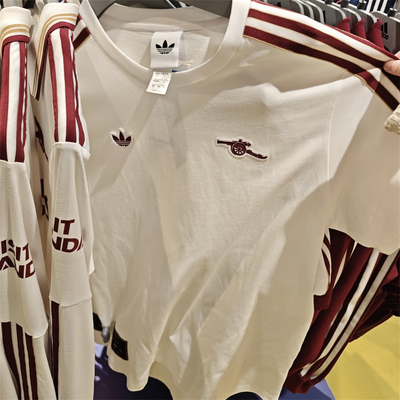 Adidas三叶草 阿森纳男子足球运动休闲刺绣文化衫短袖T恤 JM9395