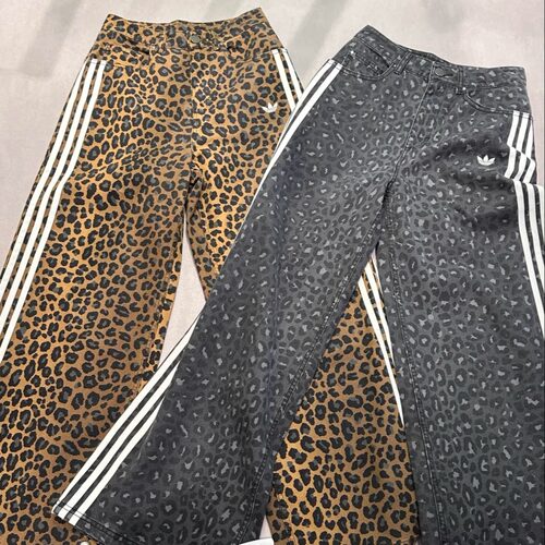 Adidas三叶草 女子运动休闲潮流复古豹纹宽松长裤 KA2679 KA2680