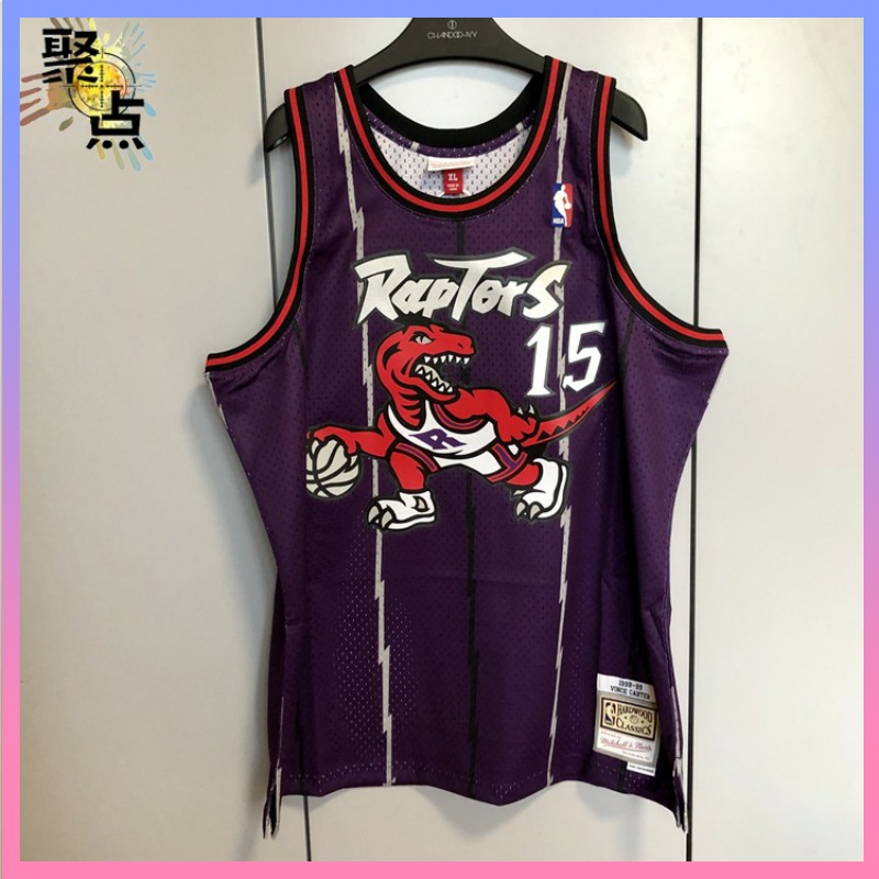 mitchell ness mn 卡特 猛龙15号 客场紫大龙复古 新版热印sw球衣