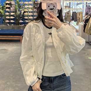 Adidas三叶草 女子运动休闲潮流刺绣连帽夹克外套 KS2875 KS2876