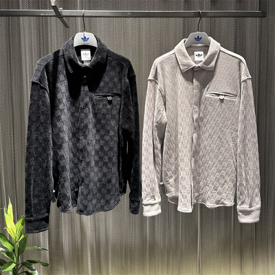 Adidas三叶草 Refined Lux 雪尼尔丝绒长袖衬衫 KU5614 KU5615