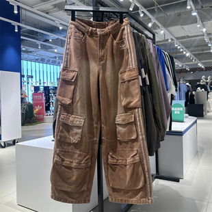 宽松直筒牛仔长裤 KC5871 女子运动休闲潮流刺绣工装 Adidas三叶草