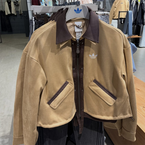 Adidas三叶草 女子运动休闲潮流复古拼接刺绣翻领夹克外套 LE9665