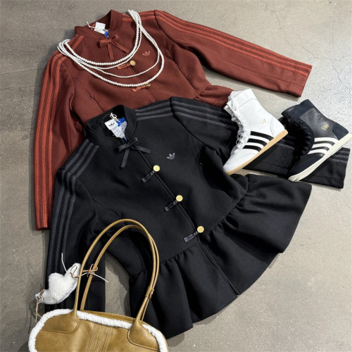 Adidas三叶草 女子运动潮流新中式收腰花苞外套 KR5068 KR5069