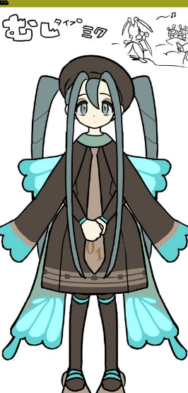 帝都动漫 初音未来 宝可梦联动 虫 音箱蟀COS 定制假发 造型