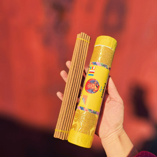 不丹雷龙DUCK款黄财神香手工粗藏香熏香佛香家用供香 长20cm粗4mm