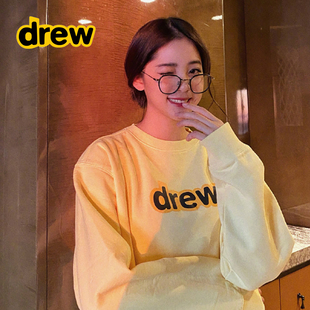 Drew猪窝潮牌贾斯汀比伯同款笑脸欧阳娜娜男士情侣字母长袖卫衣女