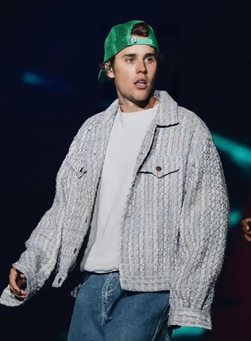 Drew猪窝笑脸流行休闲宽松高端蓝色小香风夹克外穿外套男女情侣款