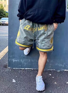 ASKYURSELF金线腰果花小众美式潮牌夏季运动休闲宽松男士篮球短裤