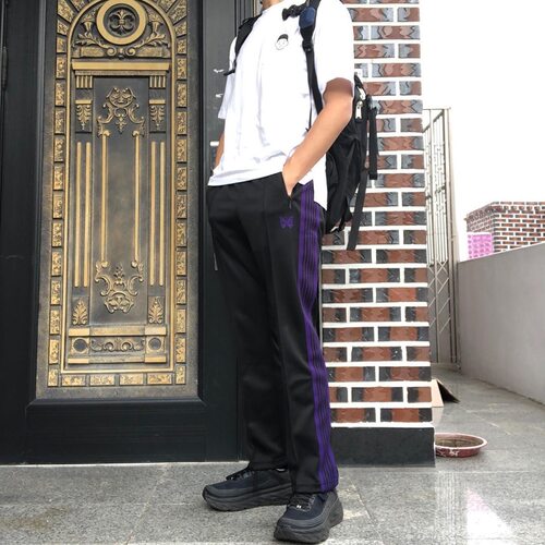 needles复古条纹百搭雅痞风长裤