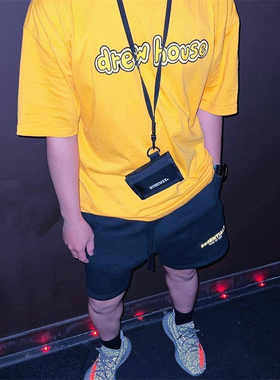 Drew猪窝黄色字母印花短袖男士潮牌FOG圆领休闲纯棉百搭宽松T恤女