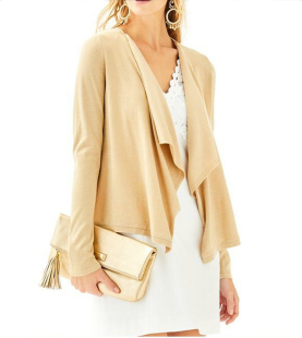 女防晒衫 气质金丝无扣针织开衫 小披肩不规则外套 P家法式 Lilly