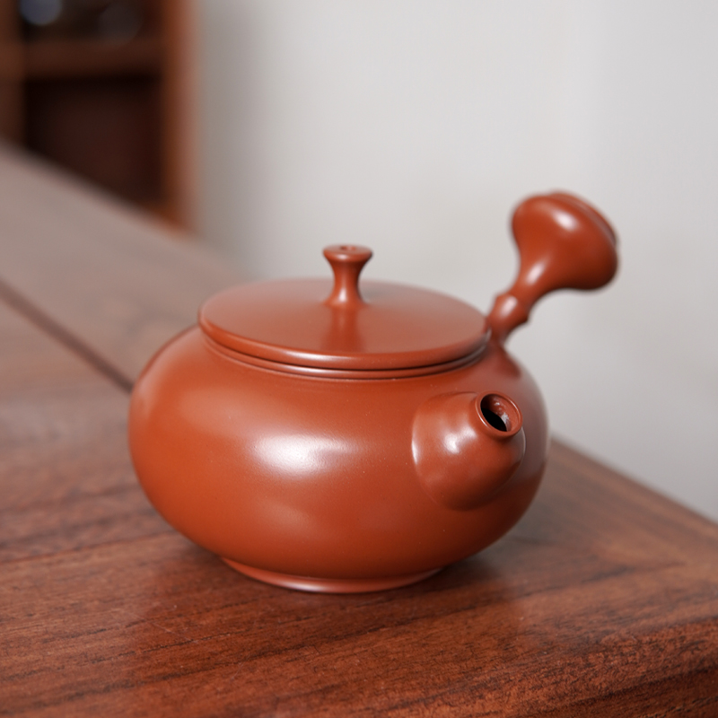 竹节侧把平安壶 防烫设计 约120cc 纯手工功夫泡茶专用茶具