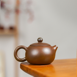 焦糖 小西施100cc褐红自然窑变纯柴烧裸烧广西坭兴陶 烟熏