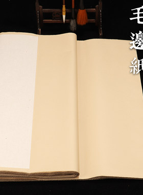 毛边纸三尺四尺六尺对开竹浆毛笔半生熟书法练习专用仿古色元书纸