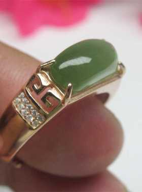 天然玉石新疆和田玉俄罗斯碧玉925彩银猫眼活扣男女款时尚老料