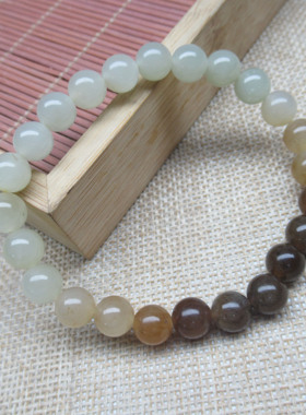 和田玉白玉黄口手串女款玉石手链
