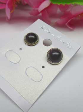 天然和田玉多宝耳钉紫色女情侣款S925银时尚潮流天然玉石DW紫