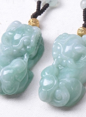 天然A货翡翠玉貔貅吊坠男女款霸王貔貅项链情侣玉坠