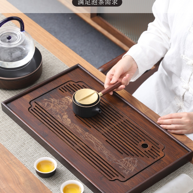 嵌入式储水蓄水竹制茶盘