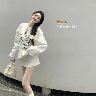 无帽上衣 超好看可爱小狗圆领卫衣女秋冬款 韩系慵懒风2026新款 爆款