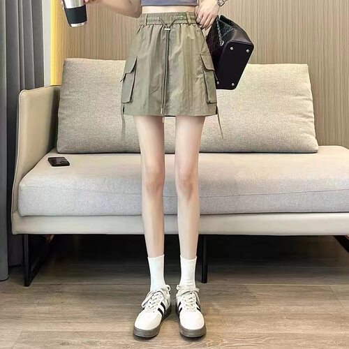 防走光工装裙裤女夏季薄款2024新款速干半身裙子高腰宽松a字短裙
