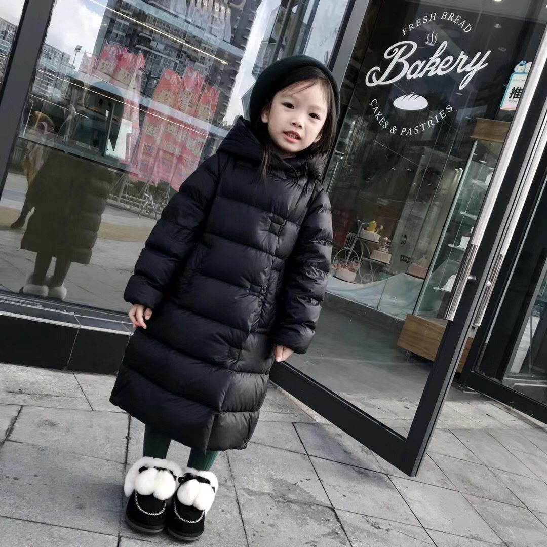 喜羊羊童装东北羽绒服儿童黑色中长款外套男女童兄妹姐弟装冬装潮
