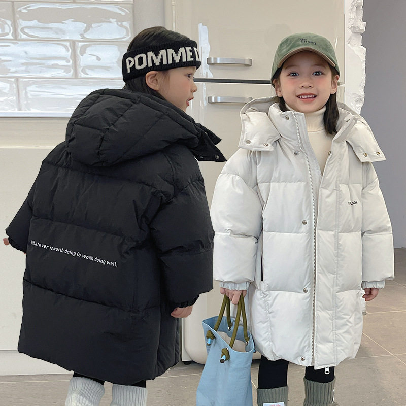 背面童装东北超厚羽绒服儿童龙凤胎兄妹姐弟装男女童长款加厚外套