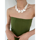 atmshop 人鱼姬超仙气质白色天然贝壳项链小众百搭分量感锁骨链