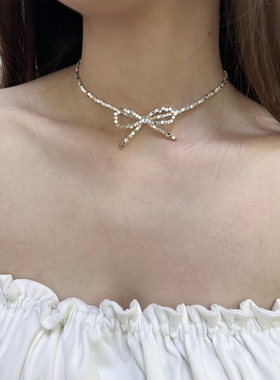 碎银子蝴蝶结甜美锁骨链