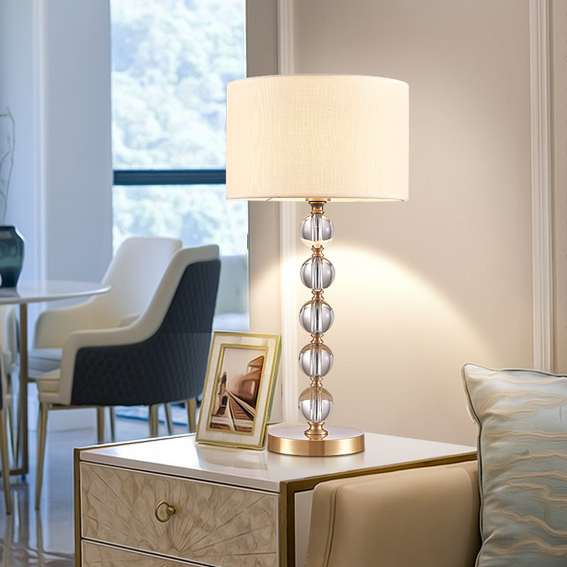 美式水晶台灯卧室床头柜灯现代简约客厅田园温馨浪漫家用创意遥控